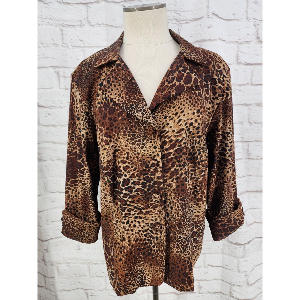 Vintage Dressbarn‎ Animal Print Jacket Stretch Mob Wife Autumnal Office Size 14